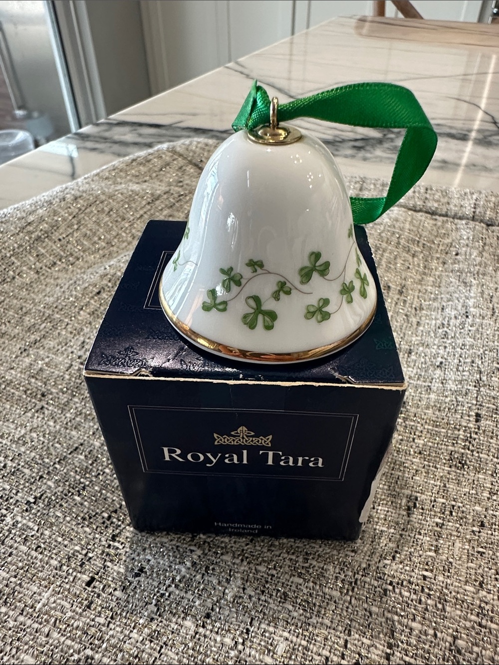 Vintage Royal Tara Galway Ireland Fine Porcelain Bell w Shamrocks St Patrick